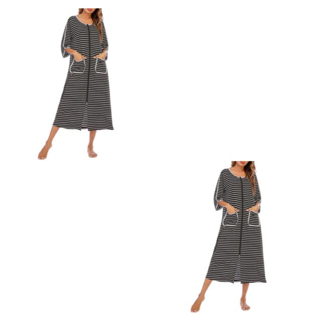 Sonducket Vestido de noche de mujer con cremallera de repuesto, cárdigan transpirable de otoño e invierno, de oficina para el hogar, ropa Negro S 2piezas