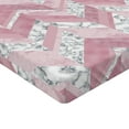 thumbnail image 4 of Ambesonne Chevron Fitted Sheet, Marble Zigzag Pattern Art, Twin XL Size, Dried Rose and Soft Pink, 4 of 5