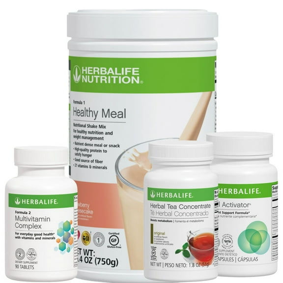 Herba life. Quickstart: Formula 1 Strawbeery Cheesecake Flavor 27.5 Oz., Herbal Tea Concentrate Original Flavor 1.8 Oz., Cell Activator 60 Capsules and Multivitamin Complex 90 Tabs
