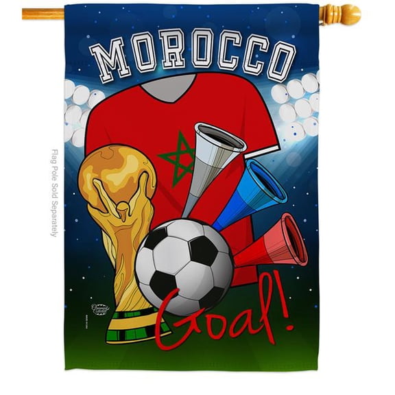 World Cup Morocco Soccer Sports 28 x 40 in. Double-Sided Decorative Vertical House Flags for Decoration Banner Garden Yard Gift