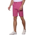 thumbnail image 4 of Pantalones Cortos Slim Fit de Cuadros INSPIRE CHIC para Hombre, Botón, Ligero, Tela de Sarga, 34 Rojo Rosa, 4 of 7