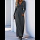 thumbnail image 4 of Vestido Elegante de Otoño 2025 para Mujer, con Escote en V Profundo, Larga y Abertura, para Boda, Noche, Graduación, Fiesta Gris Oscuro XL, 4 of 9