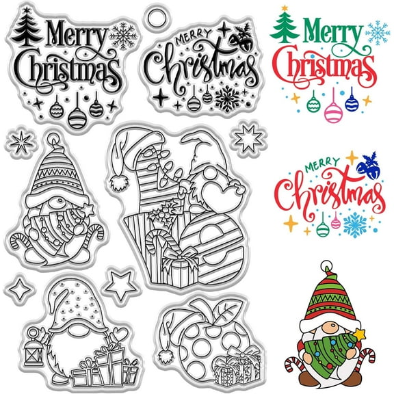 Santa Claus Clear Rubber Stamps Merry Christmas Reusable Transparent Silicone Stamp Seals for Xmas Winter Gift DIY Craft Scrapbooking Journaling Holiday Card Making Supplies Clear