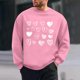 thumbnail image 1 of TaTaai Men's Valentine Heart Print Long Sleeve Round Neck Pullover, Valentine's Day Gift, Casual Sports Activewear Top Gift, 1 of 6