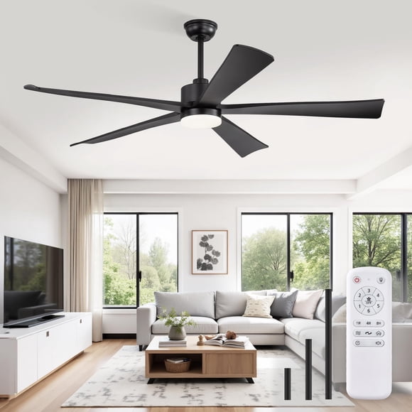 Ventilador de techo Fabulous de 152 cm con luces y mando a distancia, color negro