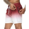thumbnail image 2 of Tyhengta Men's Swim Trunks Gradient Color Quick Dry Beach Shorts with Zipper Pockets and Mesh Lining Red 40, 2 of 6