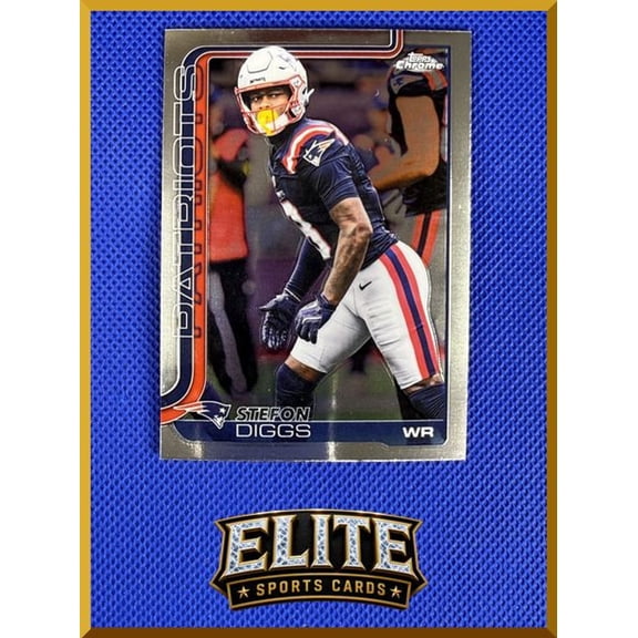 2025 Topps Chrome Stefon Diggs #205 NFL Football Card New England Patriots New England Patriots NFL Football Trading Card