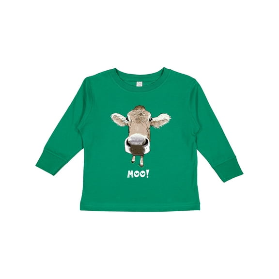 Inktastic Moo Cute Brown Holstein Cow Boys or Girls Long Sleeve Toddler T-Shirt