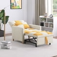 thumbnail image 3 of Convertible Sleeper Sofa Bed, 3 in 1 Adjustable Sofa with Pillow, Multifunction Soft Teddy Fabric Sleeper Chair, Comfy Armchair, for Living Room Bedroom Apartment Office Lounge, Beige Yellow, 3 of 9