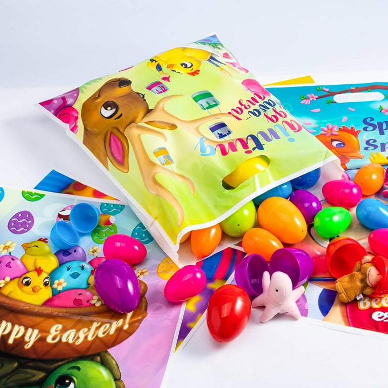 SYNCFUN 72 Pcs Large Easter Goodie Bags for Kids PE Treat Bags Easter Candy Bags for Egg Hunt Party Favor Walmart