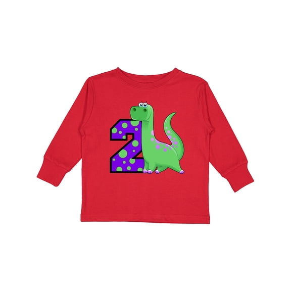 Inktastic 2nd Birthday Dinosaur Boys Long Sleeve Toddler T-Shirt