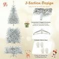 thumbnail image 6 of Gymax 6 FT Pre-lit Artificial Silver Tinsel Christmas Tree Slim Pencil Xmas Tree w/ 790 Branch Tips & 300 LED Lights, 6 of 10
