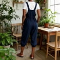 thumbnail image 5 of UVEASISHA Women's Cargo Overalls Capri Pants Adjustable Strap elasic waist Jumpsuit Loose Fit Casual romper with Pockets for Work Daily Life Outdoor Activities Dark Blue XL, 5 of 7