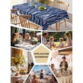 thumbnail image 5 of Vintage Wave Lines Table Cloth, Waterproof Tablecloth for Rectangle Tables, Classic Minimalist Striped Navy Blue Reusable Washable Fabric Table Cover for Restaurant Kitchen Dining Tables 60"x120", 5 of 9