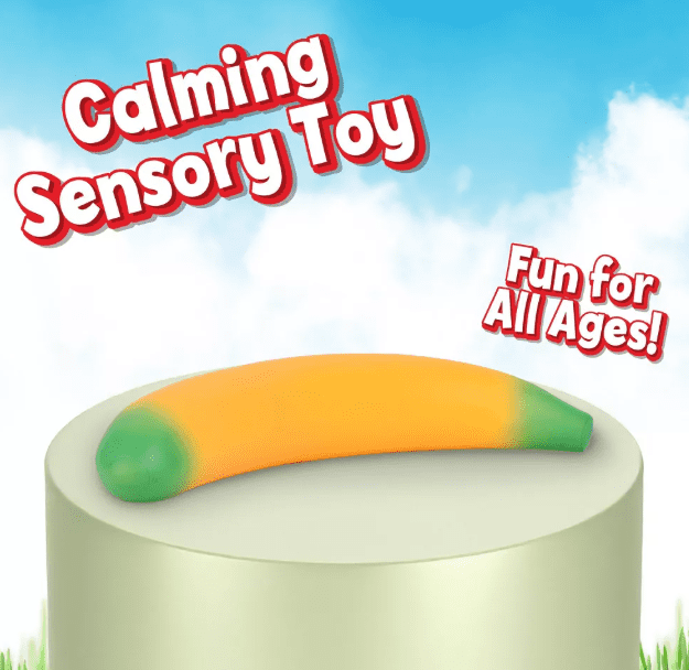 2 PCS Squeezy BANANA Sensory Toys, Slow Rising Squishy Relief Soft Stress Relief & Fidget Toys, Fruit Toys