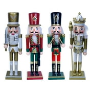 4 Pieces12inch Nutcracker Figures Handcraft Decor Figures Decoration Ornament Nutcracker Soldier for Fireplace Bedroom Outdoor New Year Gifts Style A