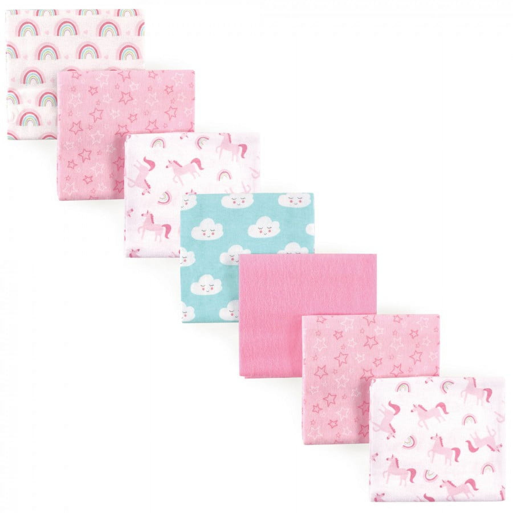 Luvable Friends Unisex Baby Cotton Poly Flannel Receiving Blankets, Rainbow 7-Pack, One Size