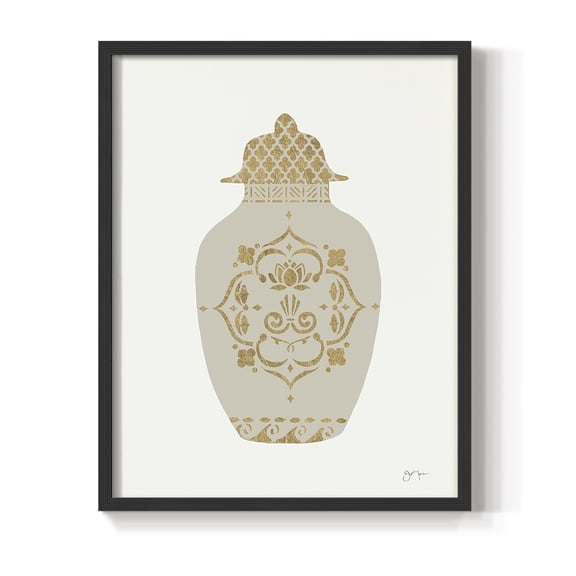 Neutral Urn I in Black Solid Wood 22 x 28 Framed Print