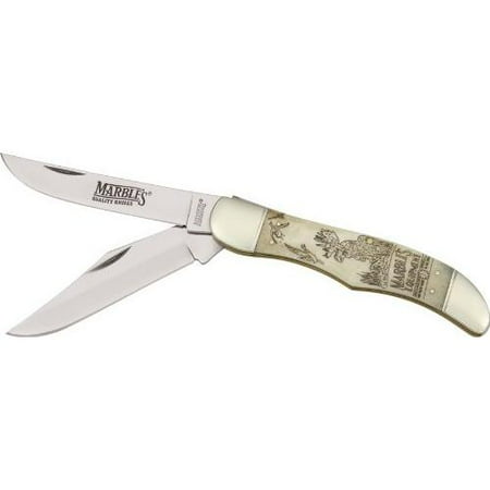 Marble Knives 229 Folding Hunter Knife with White Smooth Bone Handles Multi-Colored