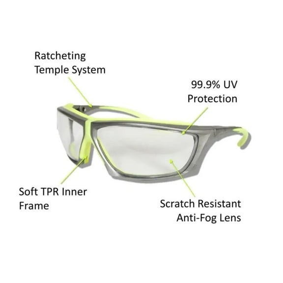 Magid®: Gemstone® Ratchet System Floating Lens Safety Spectacles - Clear Lenses