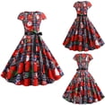 thumbnail image 2 of Pompotops Robe Vintage Sans Manches à Col Rond pour Femmes, Soirée de Noël, 2 of 9