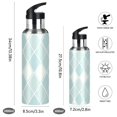 thumbnail image 2 of Water Bottles 34oz Straw Lid Wide Mouth Stainless Steel for School Sport Travel Clear Cerulean Block, 2 of 9
