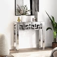 thumbnail image 5 of SHYFOY Modern Grecian Venetian Mirrored Console Table Glass Sofa Table Silver Entryway Table for Living Room, 5 of 9