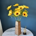 thumbnail image 2 of Mightlink No Watering Non-Wither Realistic Multi Heads Fake Flower Artificial Silk Sunflower Simulation Bouquet Home Decor, 2 of 7