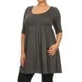 thumbnail image 3 of Women's Plus Size Babydoll Tunic Top Dress 3/4 Sleeves Scoop Neck, 3 of 5