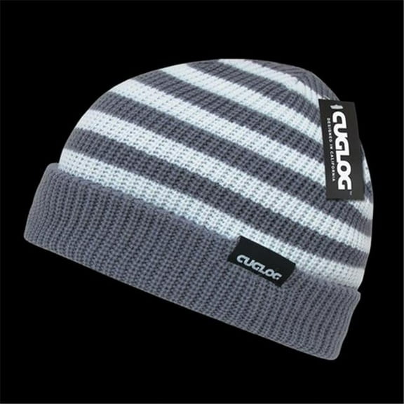 Decky K005-GRYWHT Kilimanjaro Striped Beanie, Grey & White