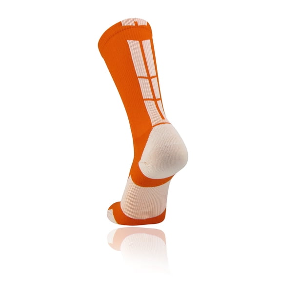 TCK Baseline Crew Athletic Socks for Basketball, Football & Sports - Large, Orange/White