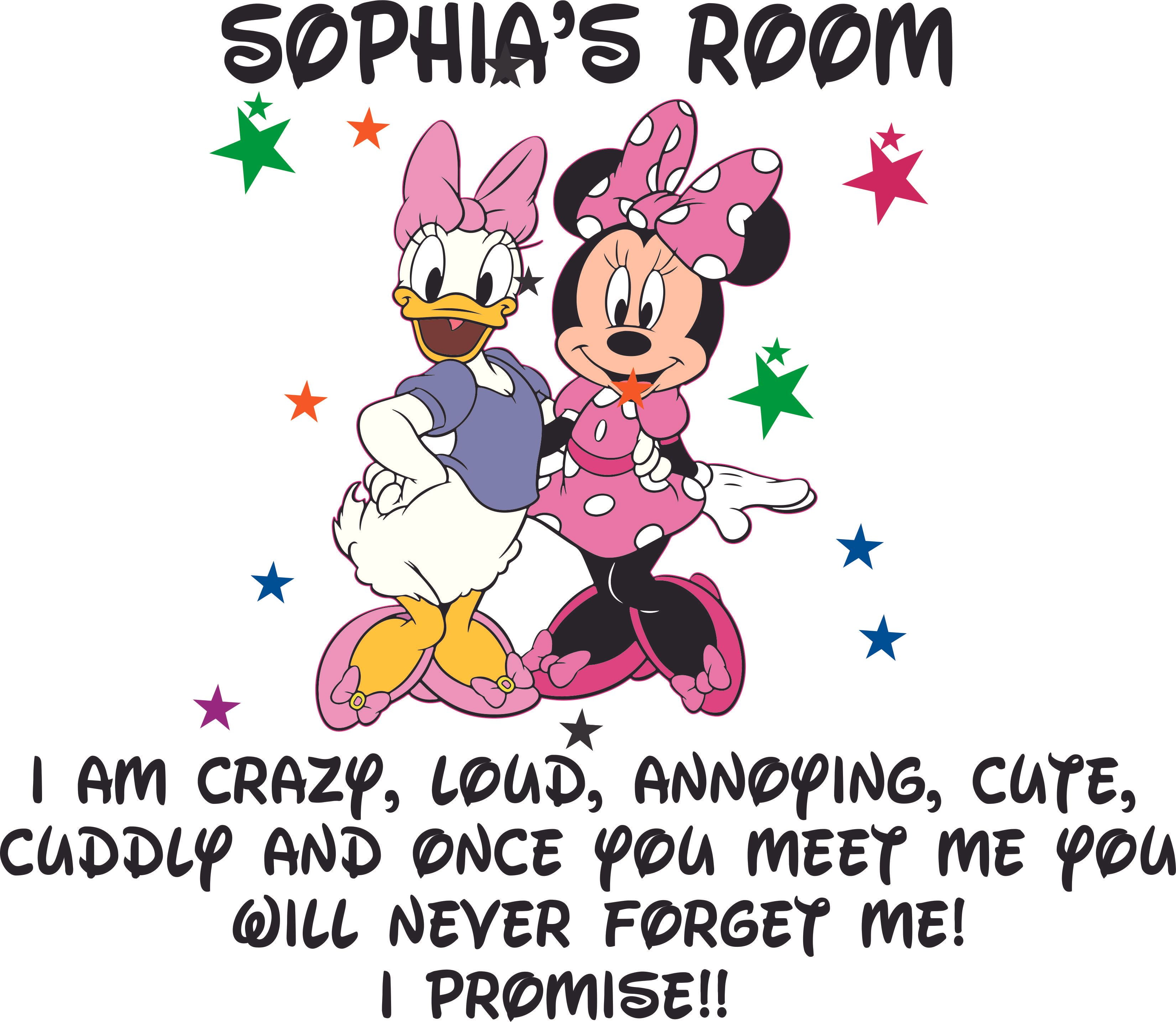 Minnie Mouse Daisy Duck Quote Cartoon Customized Wall Decal Custom
