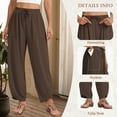 thumbnail image 3 of TEMOFON Womens Wide Leg Palazzo Pants Casual Loose Drawstring Elastic Waisted Lounge Work Trousers Womens Clothes Waffle Knit Harem Pants, 3 of 6