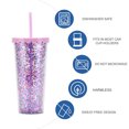 thumbnail image 3 of Vaso de plástico de doble capa de 700 ml, vaso de pajita con purpurina y lentejuelas transparentes simples, vaso de agua de gran capacidad, 3 of 5