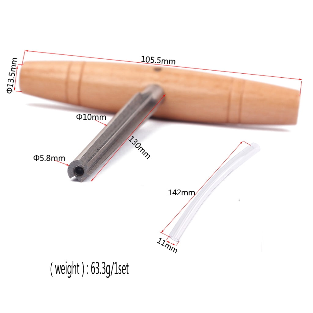 Dualoai 130x105x8mm Stainless Steel Guitar Bridge Pin Hole Repair Reamer Wooden Handle