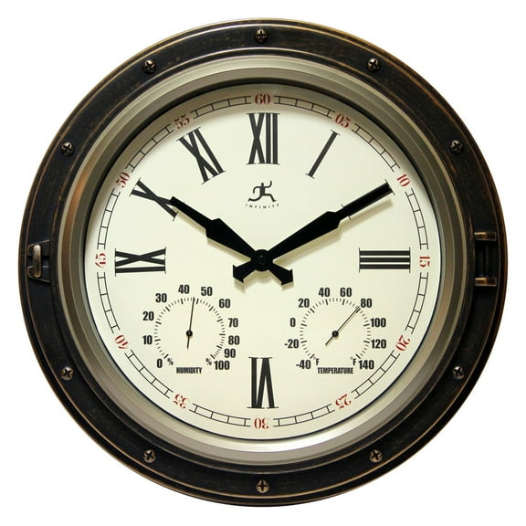 Infinity Instruments 16" Bronze Roman Traditional Round Wall Clock