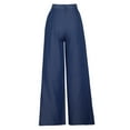 thumbnail image 6 of HTNBO Women Palazzo Denim Pants Baggy Casual Bandage Wide Leg Jeans with Pockets Soft Pants, 6 of 8