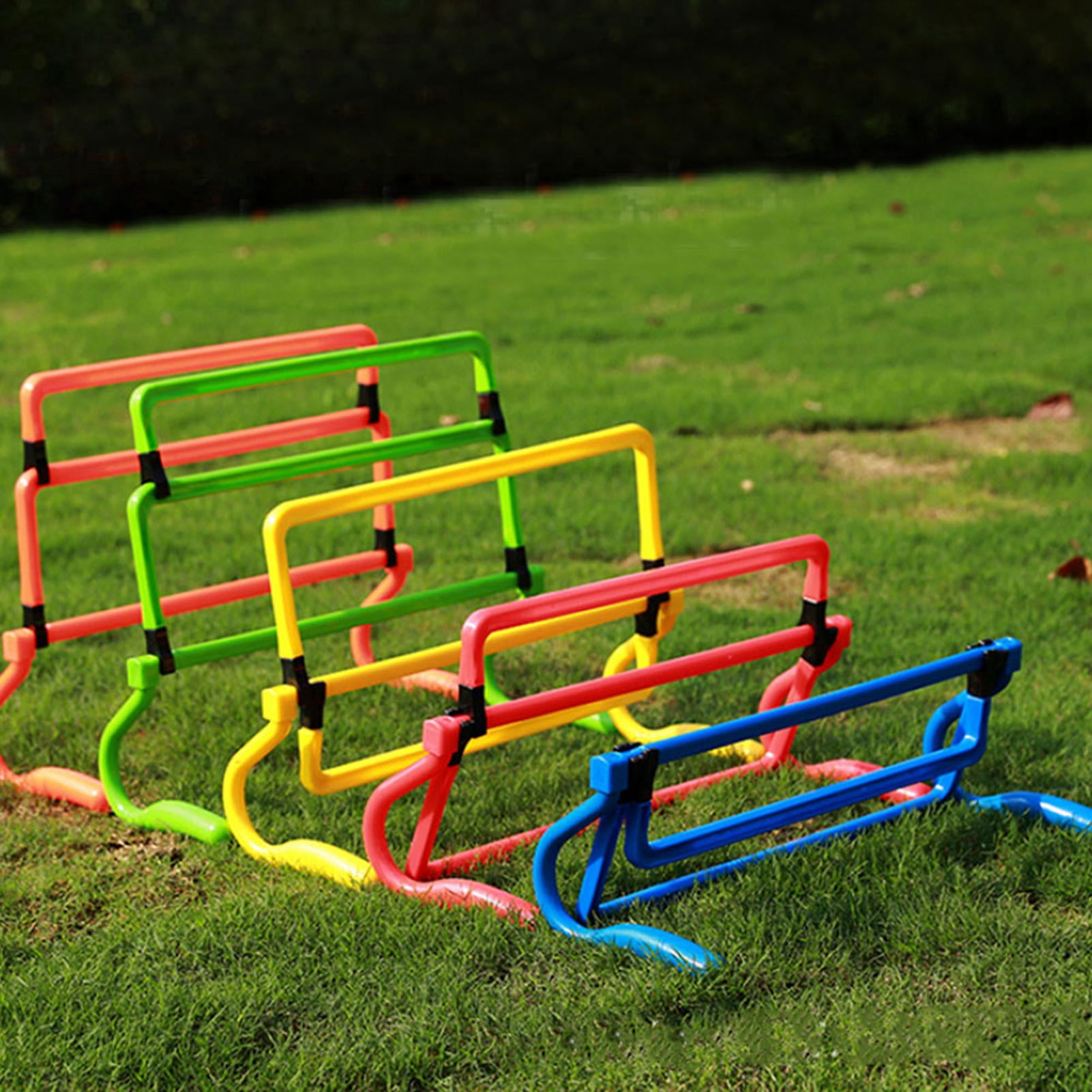 Yajisi 5Pcs Adjustable Football Training Hurdles, Orange PVC Agility Speed Training Equipment for Soccer Basketball Track and Field, 22.44 x 6.69 x 5.12 in