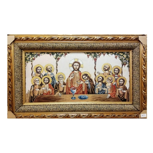 20 X 36" Orthodox Last Supper Framed Tapestry