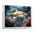 thumbnail image 2 of Designart "Sharks Of The Abyss Portrait I" Coastal Coral Under Water Floater Framed Wall Art Living Room, 2 of 5