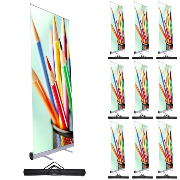 InstaHibit Economy 10pcs 33"x79" Retractable Rollup Banner Stand Trade Show Signage Display Aluminum Structure