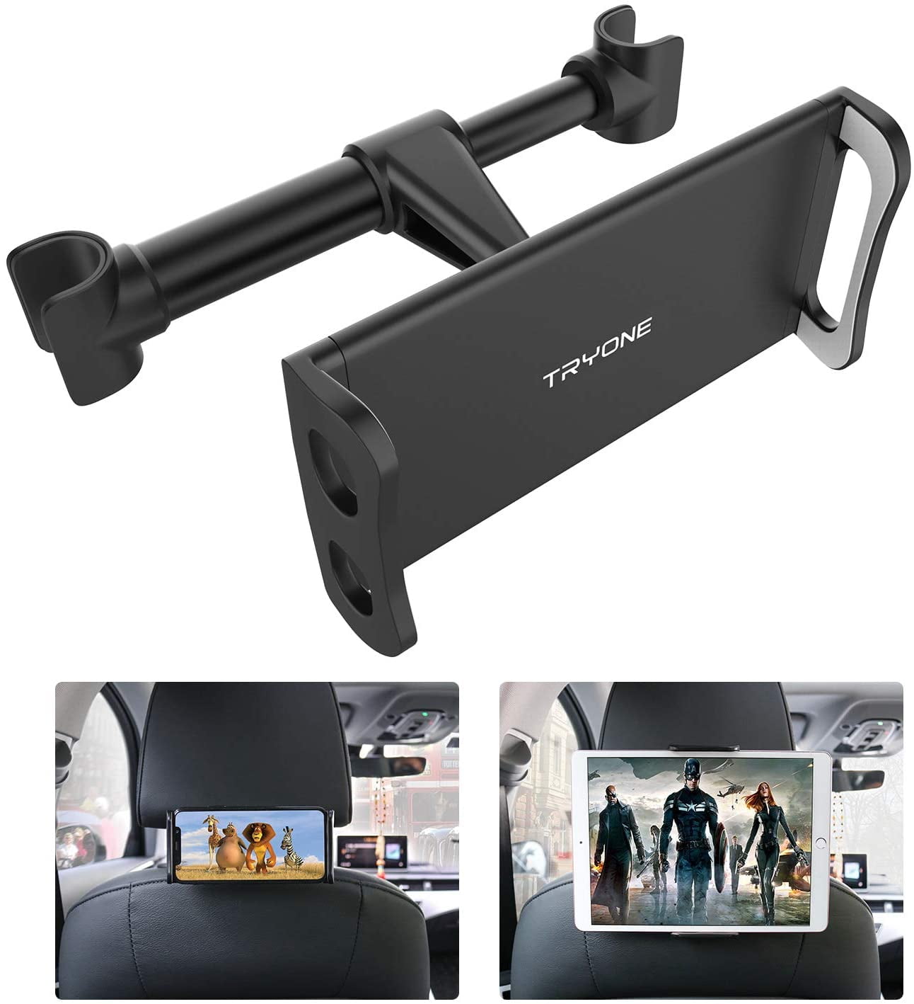 Tryone Car Headrest Tablet Mount Holder Compatible with Smartphones