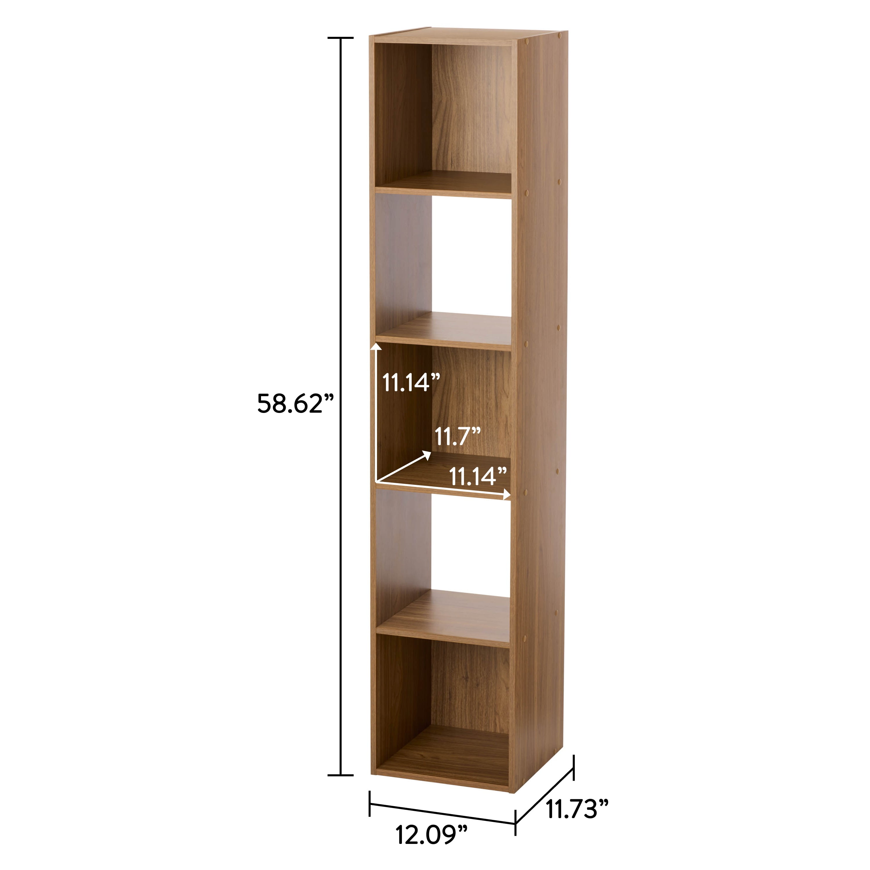 Mainstays 5 Cube Vertical Storage Organizer, Warm Walnut