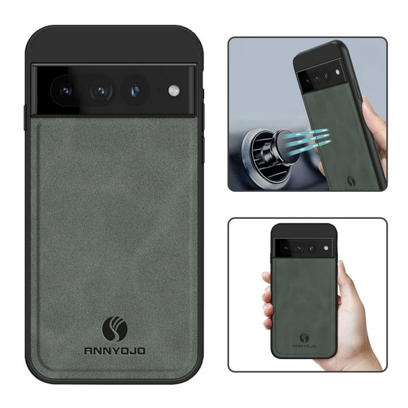 Nalacover Case for Google Pixel 8 Pro,Slim Luxury Premium PU Leather Non-Slip Grip Shockproof Bumper Anti-Scratch [ with Tempered Glass Screen Protector ] Cases for Google Pixel 8 Pro, Gray