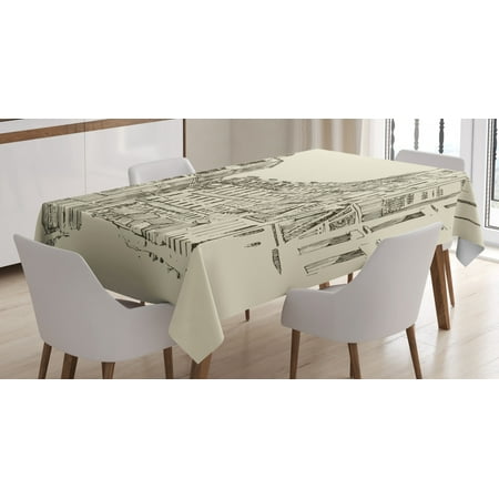 

Paris Tablecloth Hand Drawn Buildings of France European Classic Architecture Design Urban Design Rectangular Table Cover for Dining Room Kitchen 60 X 90 Black and Cream by Ambesonne