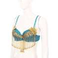 thumbnail image 3 of Hansber Women Glitter Belly Dance Crop Tops Beaded Sequined Bra Tank Top Bikini Costume Rave Cabaret Party Sky Blue One Size, 3 of 7