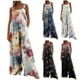 thumbnail image 2 of QATAINLAV Women Print Jumpsuit Summer Sleeveless Pajamas Overalls Loose Wide Leg Sling Jumpers Long Pants Playsuits with Pocket Casual Button Rompers 2024 Fashion Streetwear, Pink, XL, 2 of 6