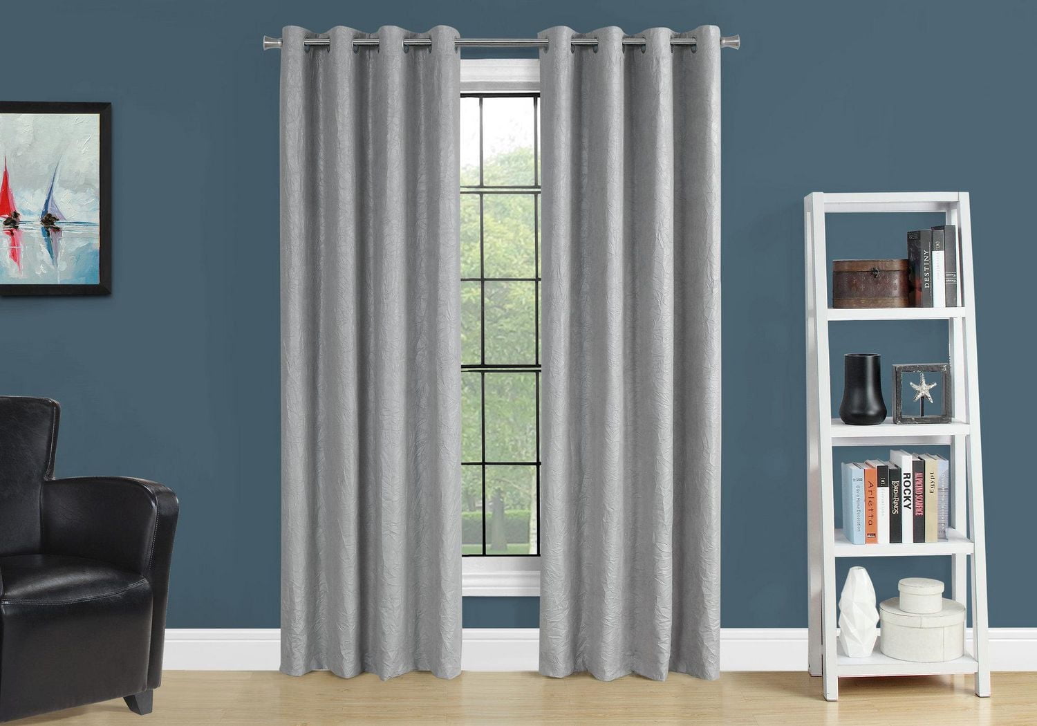 Monarch Specialties Curtain Panel, 2pcs Set, 54"w X 95"l, Room Darkening, Grommet, Living Room, Bedroom, Kitchen, Micro Suede, Polyester, Grey, Contemporary, Modern