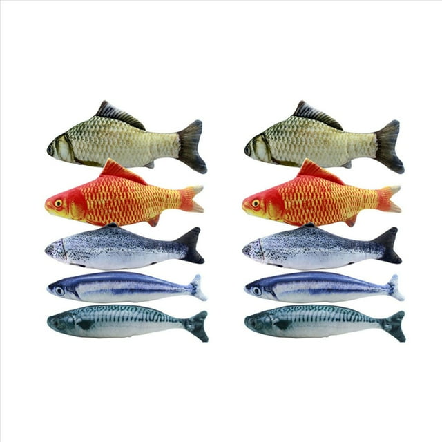 10 Piezas de Juguetes para Peces de Catnip para Juguetes para Gatos de 20 cm Almohada de Juguetes de Catnip de