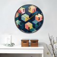 thumbnail image 2 of Yayeee Wall Clock Battery Operated 9.5" Silent Non-Ticking for Living Room, Blue Cubes, 2 of 8